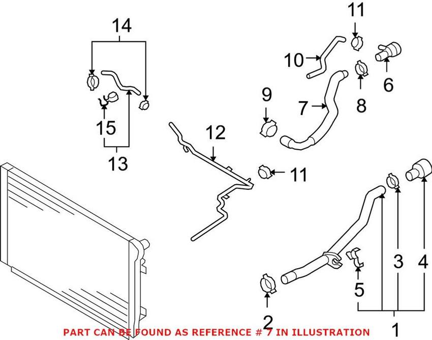 VW HVAC Heater Hose 5N0121157F